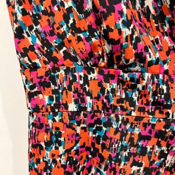 Eliza J Womens Dress Pink Orange Size 4 Sheath Short Sleeve Satin‎ Polyester - Picture 2 of 8